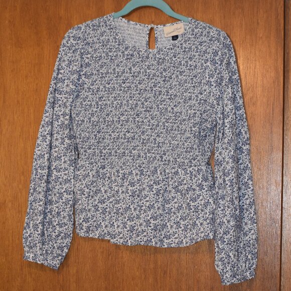 Universal Thread Tops - Smocked Peplum Blouse Size S